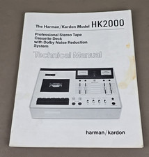 Harman Kardon Stereo Tape Cassette Deck HK 2000 Manuale Tecnico D-4241