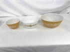 VINTAGE Pyrex Butterfly Gold Nesting Bowls (401, 402, 403) Mixing Bowls - Floral