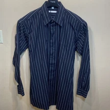 Geoffrey Beene Men's Shirt No Iron 18 TALL 2XLT Black Long Sleeves Pocket     M2