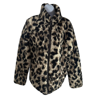 Members Mark Cozy Sherpa Full Zip Fleece Leopard Print Members Mark Cozy Sherpa Full Zip Fleece Leopard Print