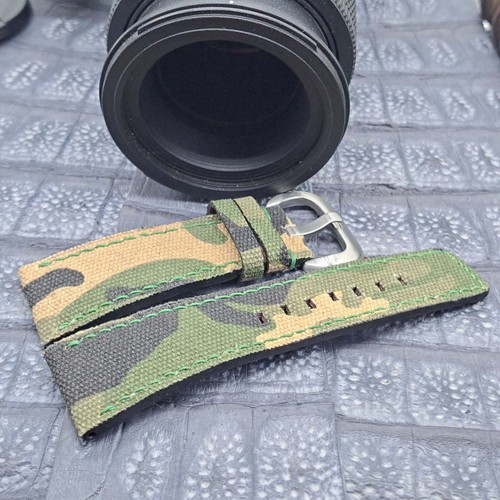 Cinturino orologio tela mimetica 28mm/24mm design minimalista vintage su misura - Foto 1 di 9