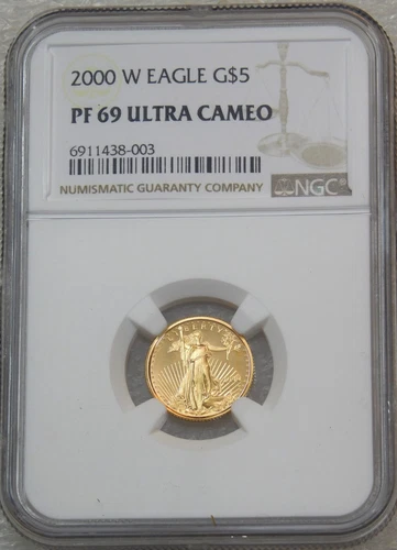 2000-W $5 Gold Eagle 1/10 oz. NGC PF69 Ultra Cameo Just Graded New Holder #J651