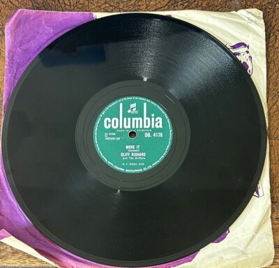 ''MOVE IT'' CLIFF RICHARD & THE DRIFTERS: 78 RPM RECORD COLUMBIA LABEL. GEBRAUCHT.