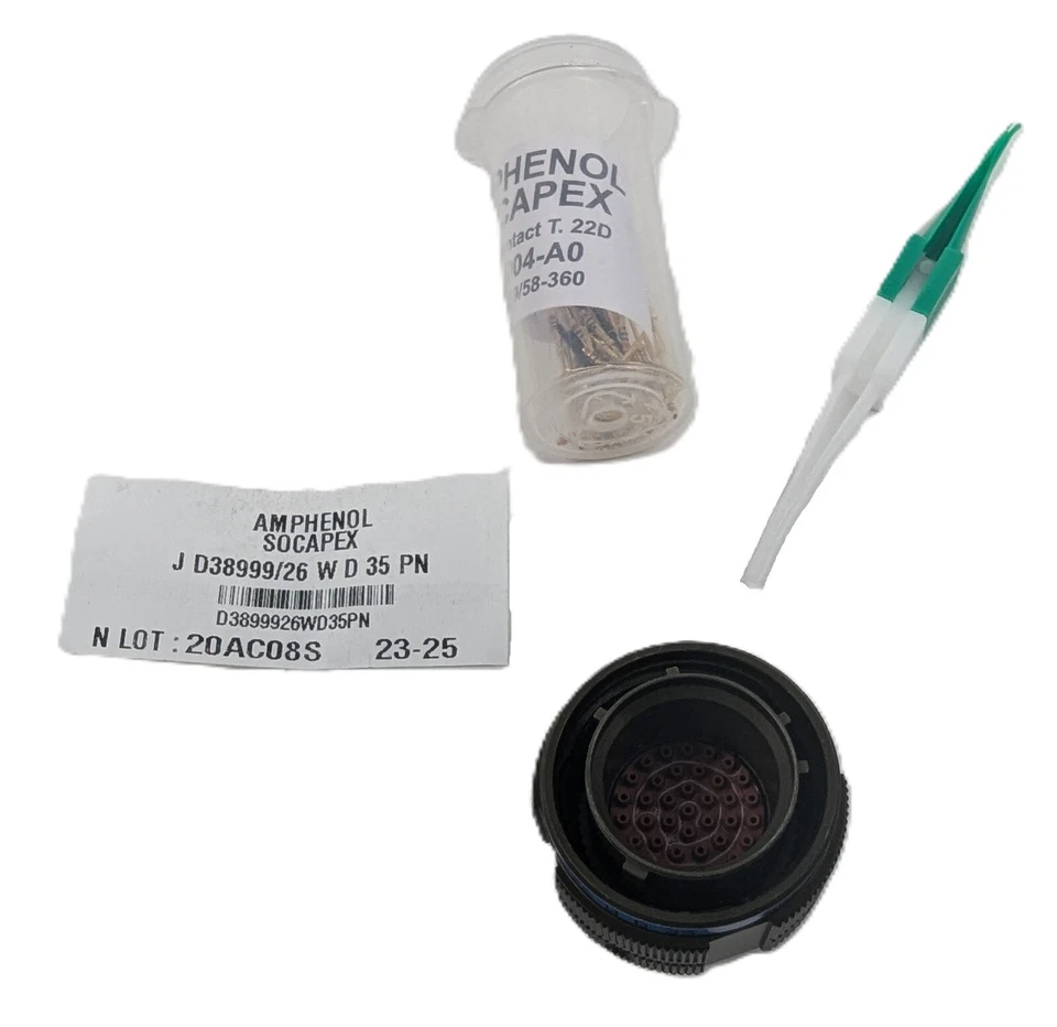 Amphenol D38999/26WD35PN Circular Connector MIL Spec 37 Pin w/Pins Shell 15 NEW - Image 2 of 4