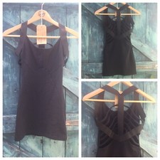 ABITO DONNA NERO BENDA CON SPALLINE MINI BODYCON OTTIME CONDIZIONI INDOSSATO SU PELLICOLA INC UK PP