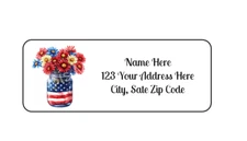 30 Patriotic Mason Jar PERSONALIZED RETURN ADDRESS LABELS 1 in X 2 5/8 GLOSSY