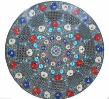 24 " Grün Marmor Rund Table Top Inlay Grill Arbeit Handwerk Heim Garten Dekor