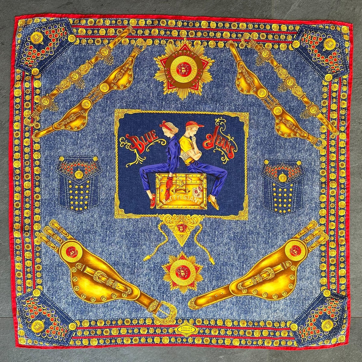 1993/94 GIANNI VERSACE silk scarf Blue Jeans Betty & Giant w