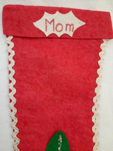 1960's Retro Adorable Pair Vintage Christmas Stockings Felt Homemade Mom & Dad - Picture 6 of 11