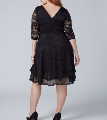 LANE BRYANT WOMEN'S BLACK FIT & FLARE LACE LINED DRESS W/ MESH PLUS Sz 18 |  eBay