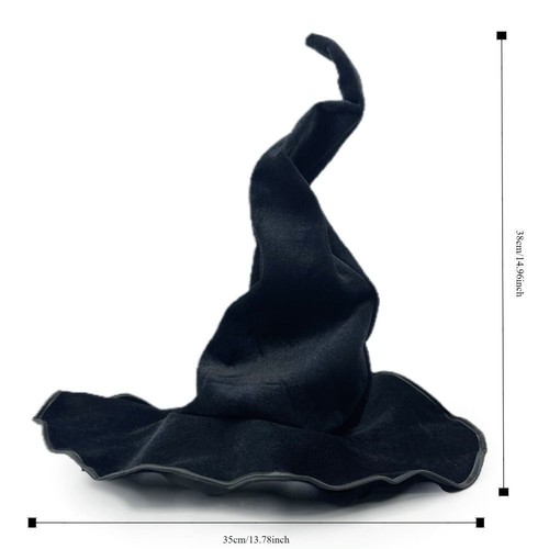 Folds Wizard Black Hat Devil Cap Large Ruched Witch Hat Adult - Picture 3 of 12