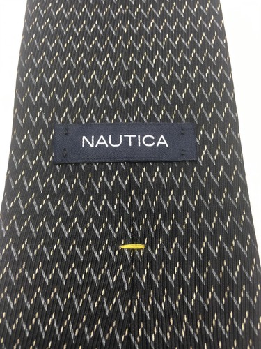 NAUTICA MENS TIE BLACK WITH GRAY AND BEIGE ACCENTS 4 X 58 - Picture 4 of 4