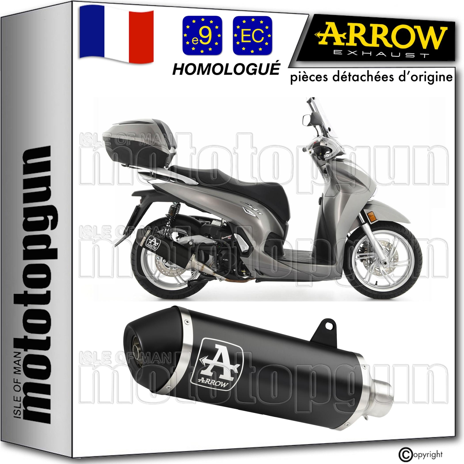 Pot echappement approuve open noir pour affronter la ville en Honda SH 350