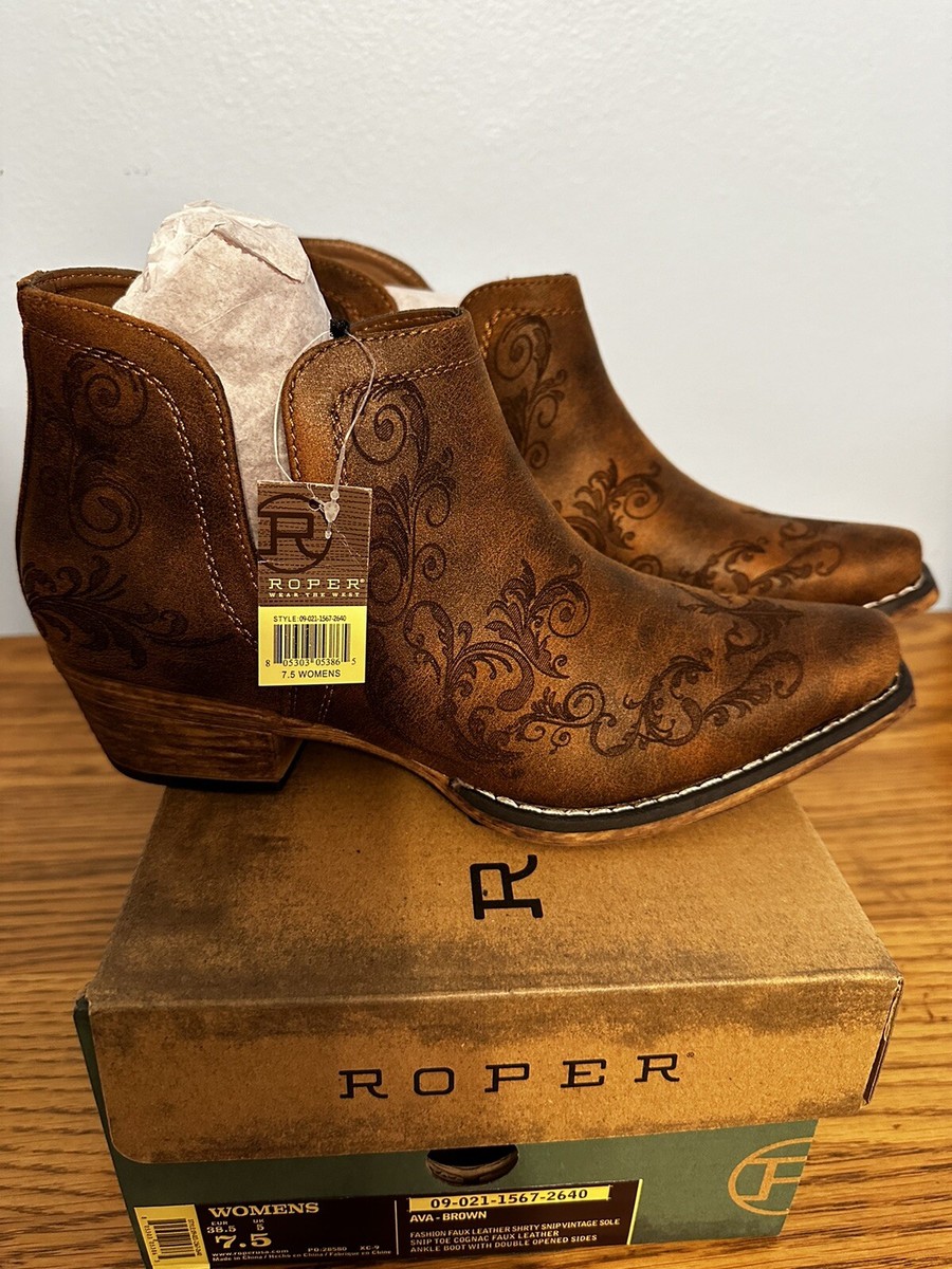 Roper Women's Ava Fashion Booties - Snip Toe Brown 7.5M | eBay