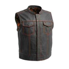 Club Style Men's Leather Vest Biker Cut - Multiple Colors - Concealed Carry