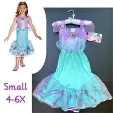 Disney Ariel Little Mermaid Girl S-4/6X Deluxe Costume Sequins Glitter Organza
