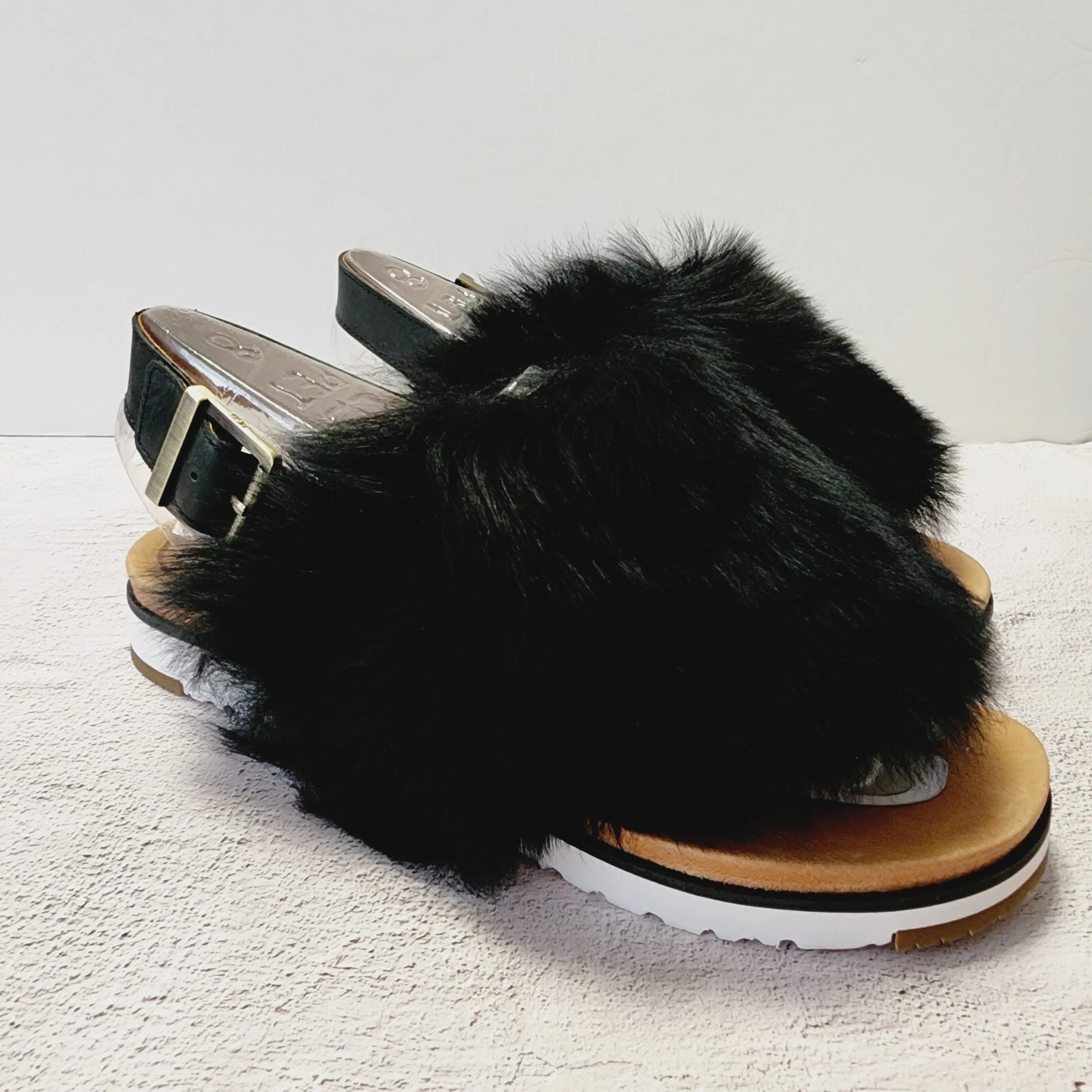 Sandali UGG Holly pelle di pecora soffici NERI NUOVI donna taglia 8 5 nuovi con scatola