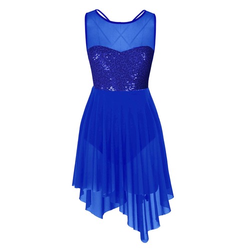 Women Sleeveless Lyrical Dance Dress Leotard Sequins Criss Cross Ballet Dresses - Picture 10 of 80