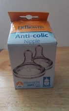 Dr Brown's Options+ Wide Neck Baby Bottle Nipple 6m+ Natural Flow 2 pack