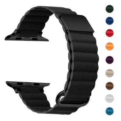 38-49mm Band Loop Leather Magnetic Strap For Apple Watch Ultra2 9 8 7 6 5 4 SE
