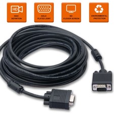 Black 15ft VGA SVGA Cable Cord Male to Male for PC Laptop Monitor