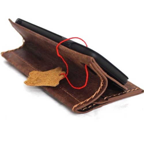 Funda de cuero genuino para iPhone SE 2 de colección con cubierta blanda ranuras para tarjetas de crédito - Imagen 5 de 8