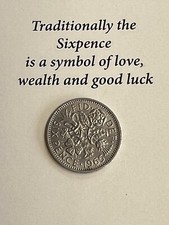 1965 SIXPENCE ORIGINAL IDEAL GIFT SYMBOL OF LOVE WEALTH AND GOOD LUCK