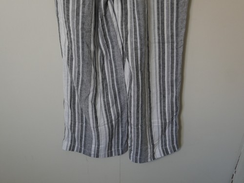 Briggs Linen Blend Straight Leg Trousers Size Large L Grey White Stripe (K2192) - Picture 6 of 8