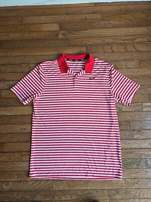 NWOT Nike Golf Red/White Striped Polo Shirt Size Large