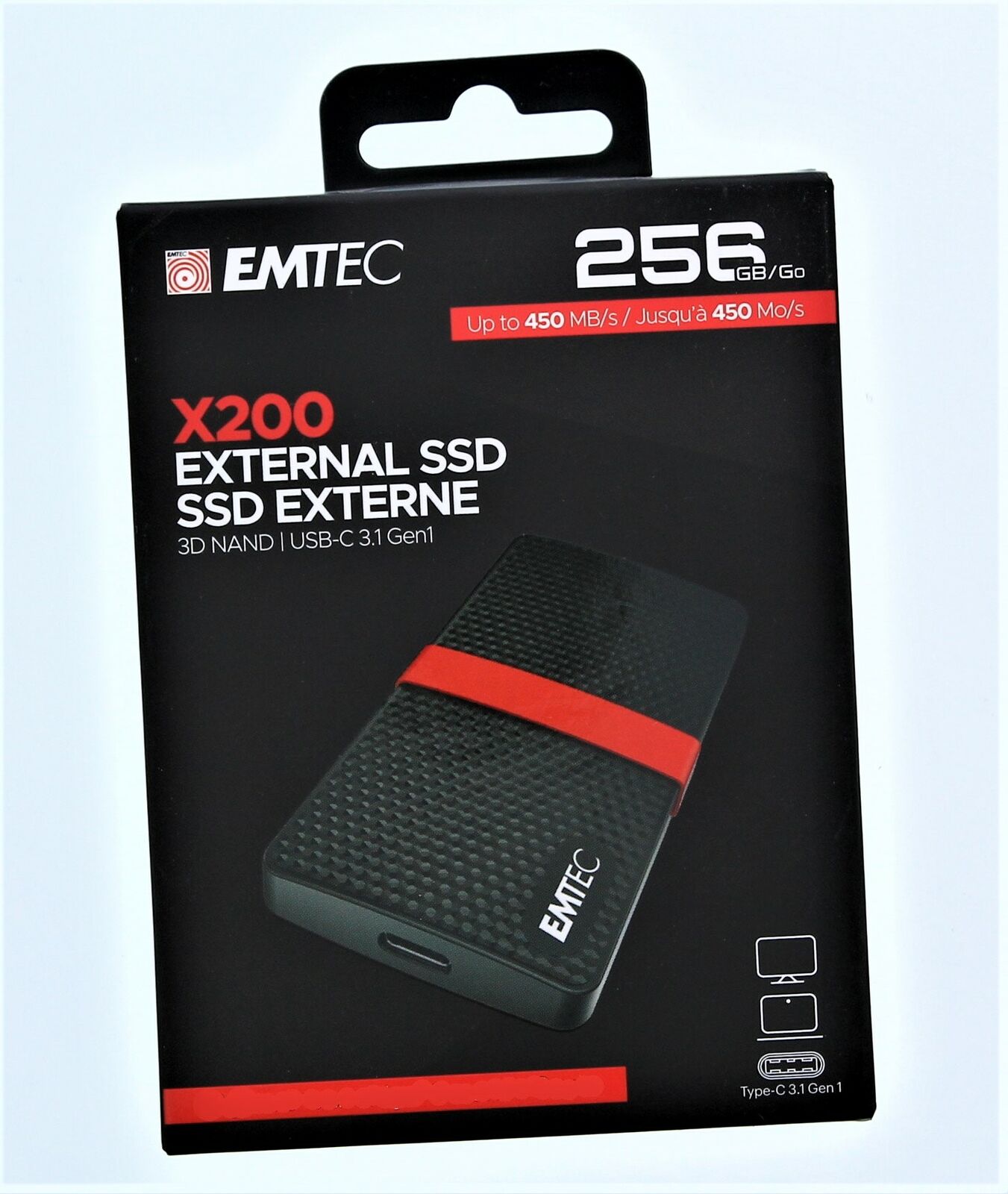 EMTEC X200 External SSD USB-C 3.1 Gen1 256GB/Go