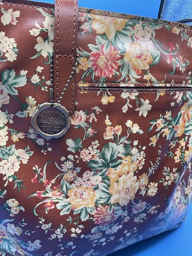 New Patricia Nash 10th Anniversary Zancona Leather Floral Large Tote Bag - Picture 3 of 7