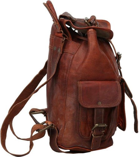 Herren-Rucksack aus echtem Vintage-Leder Kuriertasche Herrenhandtasche Laptop-Aktentasche Tasche - Bild 7 von 9