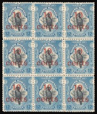 North Borneo 1916 10c on 12c block "s" in "cents" INVERTED var MNH. SG 188,188a.