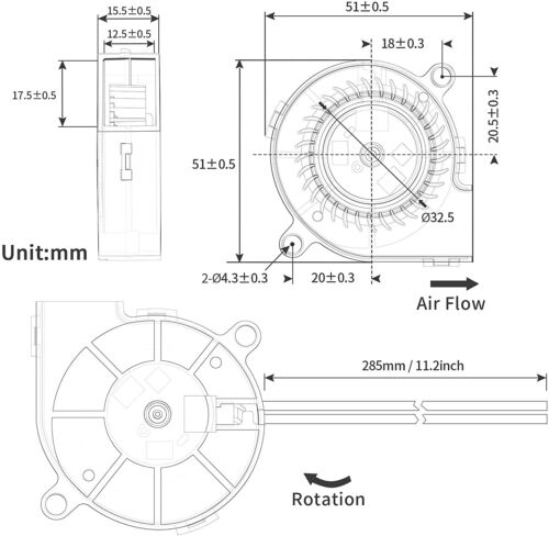 4PCS 24V Blower Fan Brushless Ball Bearing 3D Printer Fans 5015 50MM x 15MM UK - Picture 6 of 7
