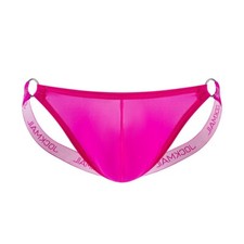 JOCKMAIL Men Pouch Hipster Brief Underwear Transparent Ice Silk Thong Jockstrap