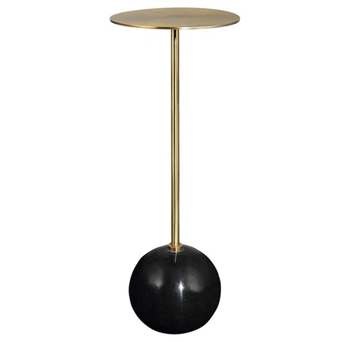Uttermost Gimlet Contemporary Metal and Marble Drink Table in Black and Brass - Picture 3 of 8