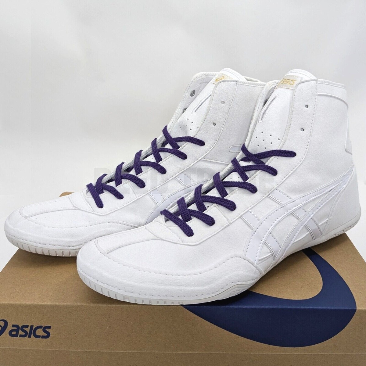ASICS Wrestling Shoes 1083A001 White/White lace:Purple EX-EO