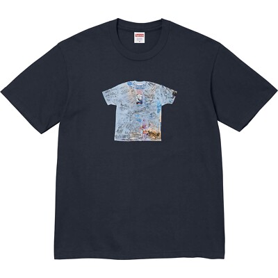 【Supreme】First Printed Graphic T-Shirt★Navy★24SS★ SUPREME First Tee in Navy 40th Anniversary Cotton T-Shirt