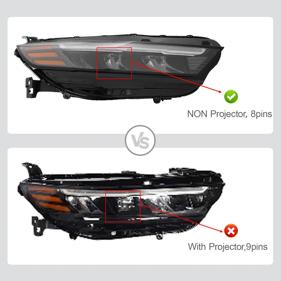 For 2023-2025 Honda Accord Full LED Headlight Headlamp (8-Pin) Passenger Side RH Foto 2 de 4