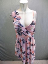 A New Day Size S Women Pink Floral One Shoulder Sleeveless Ruffle Sundress 7W272