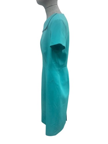 L.K Bennett Turquoise Dress Mid Length Short Sleeve Zip Back Size UK 14 - Picture 6 of 11