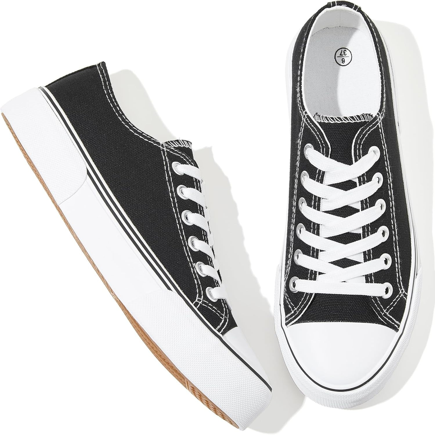 For Women Low Top Casual White Black Sneakers For Women Lace