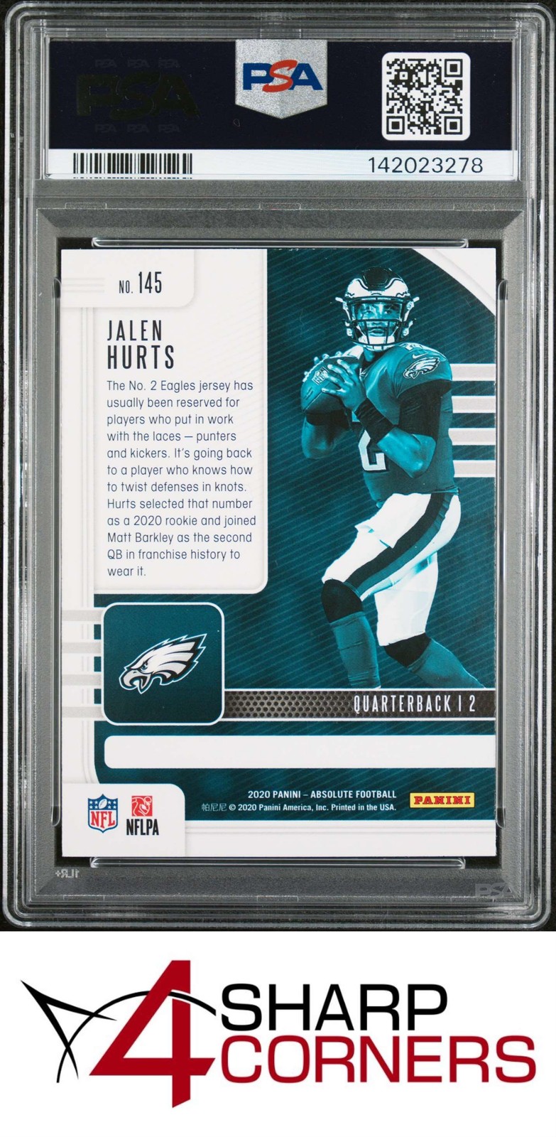 2020 PANINI ABSOLUTE #145 JALEN HURTS RC EAGLES PSA 10 view 2