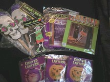 Halloween Decorations Lot Lighted Lanterns, Door Decor, Skeleton Stakes FUN 
