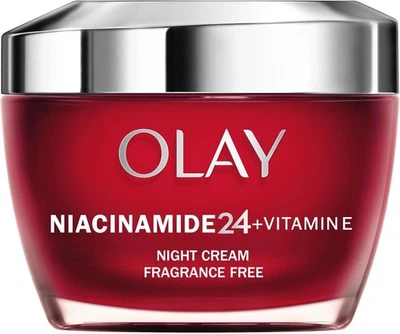 Olay Niacinamide 24 + Vitamin E Moisturiser, Night Cream With 99% Pure Niacinami