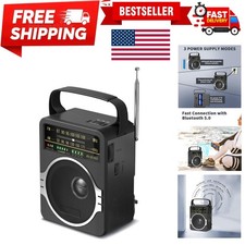 Lightweight Rechargeable AM FM Radio with Bluetooth 5.0 - 5 Watts Loud Speaker