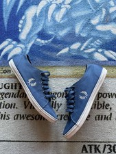 Fred Perry Kingston Twill Blue Canvas Casual Shoes Men’s Sz 8 Wreath British