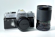 Canon FT QL 35mm SLR Film Camera - FD 50mm F/1.8  Tele Lens - Tested  Works