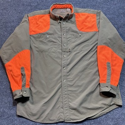 Vintage LL Bean Upland Shirt Men L Performance Hunting Shooting Outdoor Neon