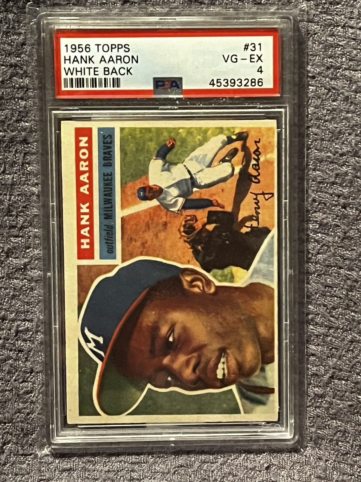 1956 Topps Hank Aaron White Back #31 PSA 4 “VG-EX” Milwaukee Braves HOF BEAUTY